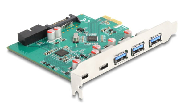 DELOCK κάρτα επέκτασης PCIe x1 σε 3x USB/2x USB-C/19-pin 90109, 5Gbps