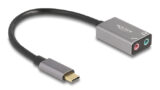DELOCK εξωτερική κάρτα ήχου 67071, 2x 3.5mm, USB-C σύνδεση, γκρι