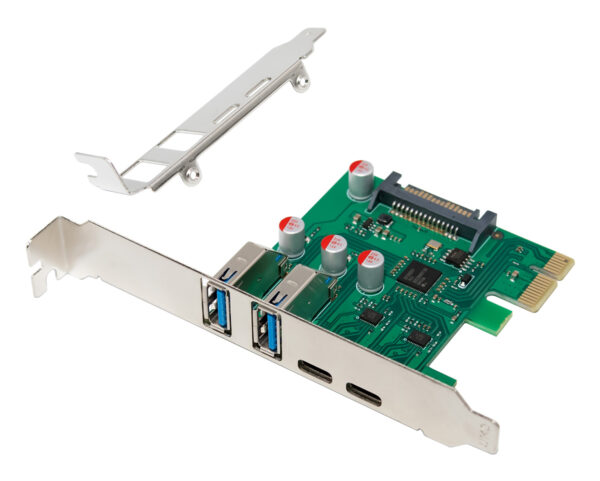 1003202669b06ff1c9013.jpeg POWERTECH κάρτα επέκτασης PCIe σε 2x USB & 2x USB-C ST632, 5Gbps, NEC D720201